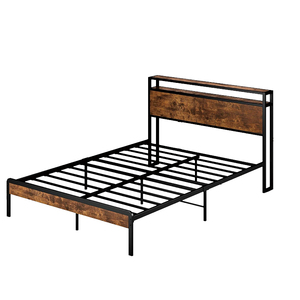 <span class=keywords><strong>Letto</strong></span> matrimoniale imbottito di alta qualità con libreria, struttura in legno e <span class=keywords><strong>ferro</strong></span>, <span class=keywords><strong>testiera</strong></span> morbida con contenitore e stazione di ricarica USB - Product Image 3