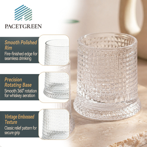 Set di Bicchieri in Vetro Texturizzato all'Ingrosso, Bicchieri con Scanalature a Diamante, Tazze Estetiche per Caffè Freddo, Bicchieri Unici per Whisky da Bar - Product Image 4