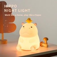 Veilleuse LED créative en silicone Hippo - Lampe tactile rechargeable USB pour chambre d'enfant et éclairage d'ambiance de chevet