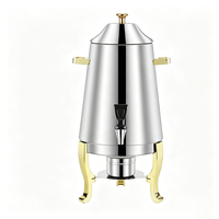 Distributeur de boissons en acier inoxydable FLEY avec couvercle, robinet et support surélevé pour service de buffet d'hôtel et de restauration