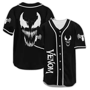 Jogo de uniforme de beisebol personalizado para jovens camisas de beisebol com botões bordados sublimados para equipes