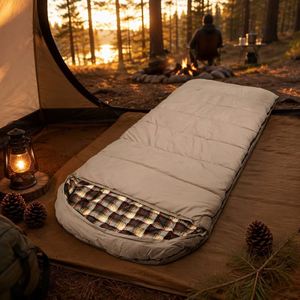 Polyester Rectangular <b>Sleeping</b> <b>Bag</b> with Tartan Plaid Interior 3 Season Warm Envelope for Camping Outdoor Custom - Product Image 3