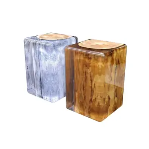 Cubos de resina epoxi de madera para decoración del hogar, mesa lateral de resina transparente y taburete