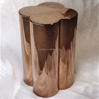 Petite table basse d'appoint en or rose de luxe meubles de salon tabouret d'arbre table à thé en acier inoxydable