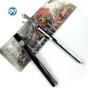 GY 17Cm Porte-clés couteau du régiment des scouts <span class=keywords><strong>Eren</strong></span> Jaeger Arme Autres porte-clés en métal Anime Katana Attack on Titan Sword Keychain - Product Image 1