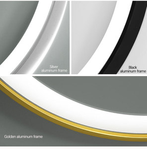 Decoración Hotel <span class=keywords><strong>baño</strong></span> Oro Negro marco de metal <span class=keywords><strong>redondo</strong></span> <span class=keywords><strong>espejo</strong></span> cinturón inteligente pared <span class=keywords><strong>baño</strong></span> <span class=keywords><strong>espejo</strong></span> con <span class=keywords><strong>luz</strong></span> LED - Product Image 3