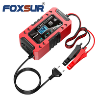 Chargeur de batterie de voiture et de moto FOXSUR FBC1206F 12V6A, chargeur intelligent multifonction à faible tension de démarrage et de réparation