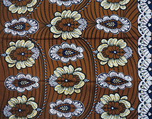 HV677 Grande fleur brune tissu africain cire <span class=keywords><strong>pagne</strong></span> véritable coton imprimé africain cire tissu imprimé ankara - Product Image 2