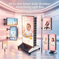 Boîte lumineuse publicitaire solaire LED de qualité export, plusieurs modes d'installation, consommation zéro énergie, panneau d'affichage commercial extérieur