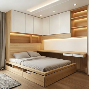 BALOM Armoire de chambre à coucher en bois sur mesure, nouveau design 2025, avec porte, meilleur prix, armoire - Product Image 5