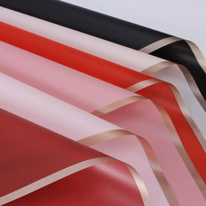 Papier d'emballage pour fleurs à bordure dorée, impression à chaud, 20 feuilles/sac, papier d'emballage pour <span class=keywords><strong>fleuriste</strong></span>, <span class=keywords><strong>film</strong></span> d'emballage <span class=keywords><strong>plastique</strong></span> imperméable pour fleurs - Product Image 1