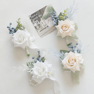 Ychon <span class=keywords><strong>sposa</strong></span> su misura fiore artificiale sposo corpetto e Boutonniere Set uomini corsetti <span class=keywords><strong>sposa</strong></span> rosa polso <span class=keywords><strong>fiori</strong></span> a mano <span class=keywords><strong>per</strong></span> il matrimonio - Product Image 4