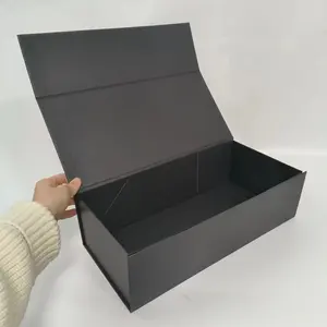高品質ブラックマットカードボックスフラットフォールドリジッド磁気ガーメントパッケージボックス
