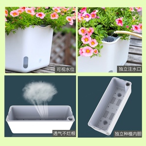 Décoration d'intérieur, produits de jardinage, style nordique, jardinières suspendues en plastique auto-arrosantes pour balcon, jardinières pour balustrade - Product Image 4