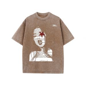 เสื้อยืดผ้าฝ้าย100% ซักกรดสำหรับผู้ชายสไตล์ฮิปฮอปไฮสตรีทคุณภาพสูงแห้งเร็วโอเวอร์ไซส์จากโรงงาน - Product Image 1