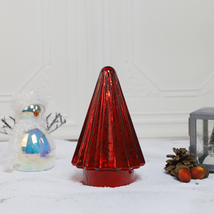 Vente en gros verre soufflé pomme de pin unique verre soufflé à la main sapin de Noël avec lumières LED - Product Image 4