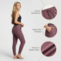 Pantalon de sport décontracté taille haute, coupe ajustée, longueur cheville, effet ventre plat, haute élasticité, finition mate, opaque, anti-boulochage