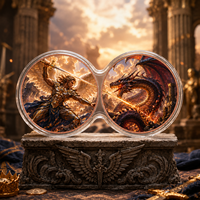 Lot de 2 pièces de 1 oz en cuivre, ensemble de médailles bimondes imprimées en 2D, motif Dragon guerrier ailé en bataille, pour collection d'art fantastique et cadeau