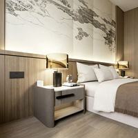 Ensemble de meubles sur mesure pour chambre d'hôtel et panneaux muraux, style chinois, pour projet de chambre d'hôtel de villégiature