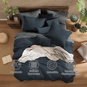 Kích thước đầy đủ <span class=keywords><strong>Comforter</strong></span> Set, màu xanh hải quân bedding <span class=keywords><strong>Comforter</strong></span> Bộ đầy đủ 7 miếng với <span class=keywords><strong>Comforter</strong></span>, tấm, vỏ gối & shams - Product Image 2