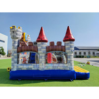 Château gonflable commercial en PVC, thème chevalier médiéval, avec toboggan, pour enfants, idéal pour la location événementielle et les fêtes