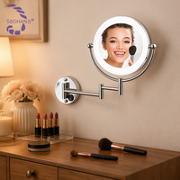 Miroir mural de salle de bain tendance avec éclairage LED OEM ODM, grossissement 3X/5X/7X/10X, interrupteur tactile