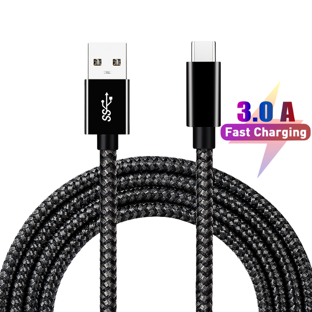 Nylon Braided Cable 3A Fast Charging 5Gbps Data USB Type C Cable 3.0 USB-C 3.0 Data USB 3.0 Type-c Cable