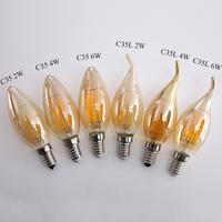 Ampoules LED à filament Edison rétro vintage C35 à queue 120V 220V E12 E14 2W 4W 6W, ampoules LED bougie pour éclairage de lustre