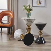 Table basse de salon créative et élégante, style nordique, luxe léger, en acier inoxydable avec bord doré