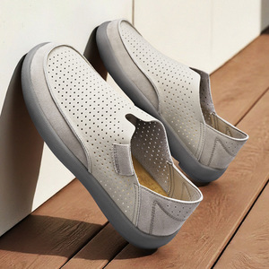 Baskets jaunes à bout rond à enfiler, en daim uni, semelle extérieure en caoutchouc, semelle intermédiaire en EVA, respirantes, chaussures d'été pour hommes - Product Image 2