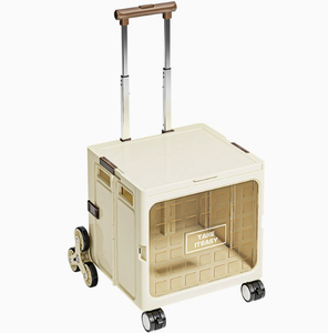 Chariot pliable à 4 roues JXB pour chats/chiens/petits animaux - Léger, durable, capacité de 20 kg, utilisation en extérieur portable - Product Image 1