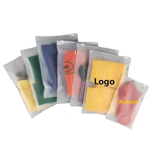Custom Logo Recyclable Clothes T-shirt Swimwear Frosted Zipper Bags With Screen Printing for Clothes Storage
