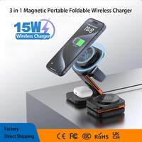 Chargeur sans fil magnétique rapide 3 en 1 avec matériau ignifuge, portable et pliable pour téléphone portable, montre et écouteurs