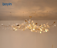 Lustre de luxe en forme de feuille de Ginkgo, grand luminaire suspendu artistique créatif pour villa duplex, salon, hall d'hôtel, éclairage principal haut de gamme
