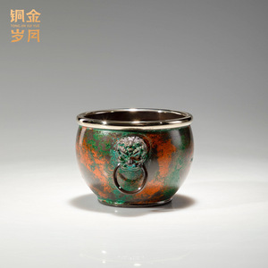 Ornement en cuivre rétro, style pot du Musée du Palais, à double anse, rond, pour décoration de bureau, cadeau de bureau - Product Image 3