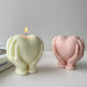 Y4217 buatan tangan hadiah Valentine lilin silikon cetakan tangan memegang cinta cetakan lilin silikon