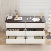 Meuble à tiroirs en bois blanc à 6 tiroirs pour salon moderne