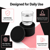 Sous-verres personnalisés OEM ODM en feutre et PVC pour boissons, tapis de protection en feutre et PVC pour tasses, pour la maison, le bar, le café, l'hôtel