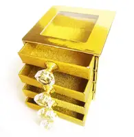 Boîte à cils carrée or Rose pour maquillage, emballage de cils amovible avec bijou en cristal, bouton de poignée, étiquette privée