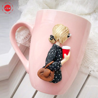 Tasse à café en argile polymère, pour fille, accessoire de cadeau, design personnalisé, 1 pièce