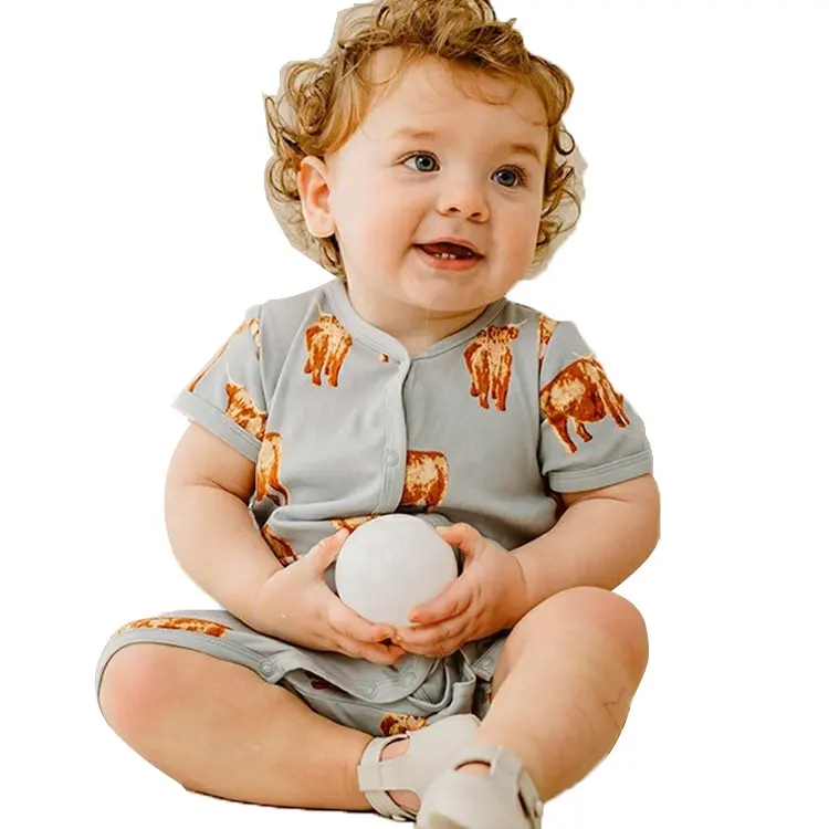INTIFLOWER 23048 vestiti per bambini Unisex di alta qualità pagliaccetti in cotone con stampa neonato pantaloncini carini maniche tuta intera
