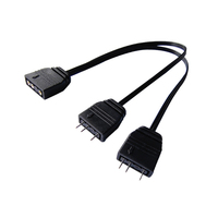 Kabel Splitter ARGB 5V 3Pin yang Dapat Diatur Alamatnya, Kabel Y 1 ke 2 untuk Casing PC, Kipas Pendingin Ganda, Koneksi Sinkronisasi Lampu RGB