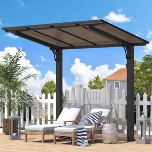 Gazebo para Exteriores de 8' x 5' con Techo Rígido, Pérgola Independiente para Patio, Gazebo Pequeño de Pared con Toldos Resistentes - Product Image 4