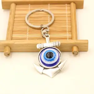 Bag Pendant Crystal Heart Evil Eyes Key Chains Blue Enamel Turkish Eye Key Ring Evil Eyes jewelry Nautical Anchor Keychain Charm