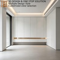 Armoire multifonctionnelle contemporaine sur mesure, blanche crème, en MDF de qualité E0, avec tiroirs, gain de place, du sol au plafond