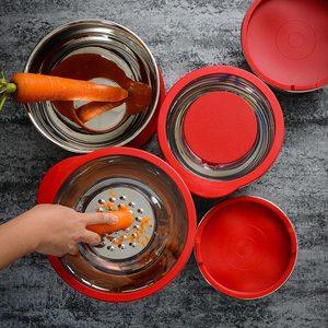 Juego de Tazones para Mezclar Personalizados, Antideslizantes, de Acero Inoxidable, con Tapa y Rallador, para Catering, Camping, Modernos - Product Image 5