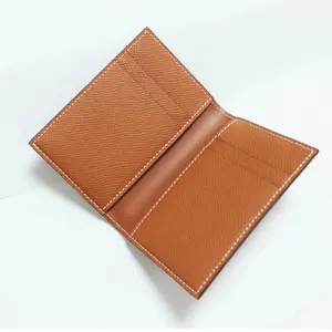 Stock Real Genuine Leather Card Holder Wallet Palm Pattern Bi-fold Card Wallet