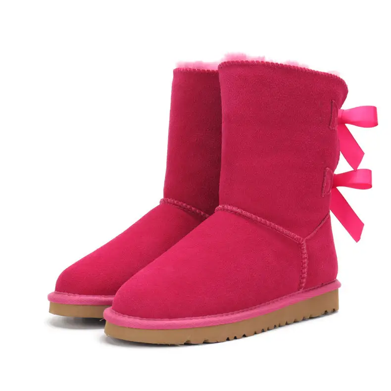 Bottes courtes de neige avec nœud papillon pour femme, chaussures, pendentifs de luxe, pelucheuses, pour l'hiver, vente en gros,