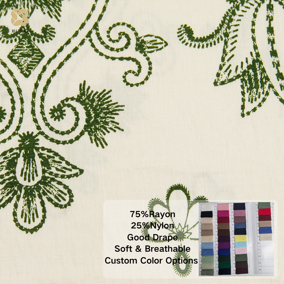 Best Seller Woven Printed Fabric 75%Rayon 25%Nylon Soft Handfeel ...