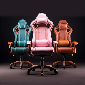 लक्जरी नई शैली चमड़े के गेमिंग कुर्सी कारखाने थोक चमड़े के रीक्लिनिंग गेमर चेयर नेतृत्व लाइट बार रेसर आरजीबी गेमिंग कुर्सी